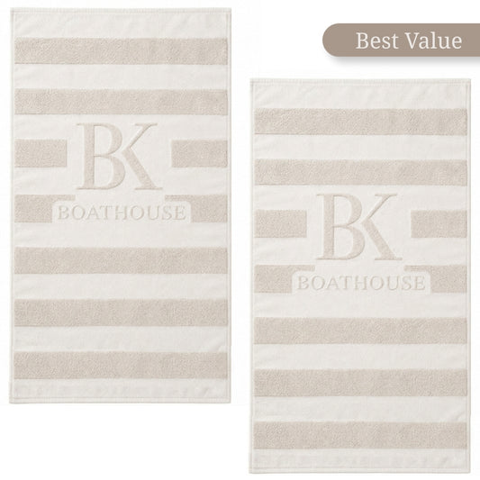 2 x Oversized Embossed Arctic Wolf Beach Towels